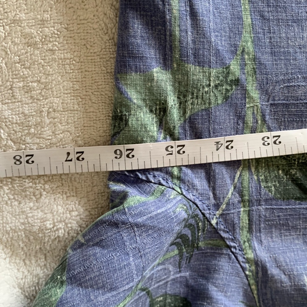 Tommy Bahama 100% Silk Hawaiian Shirt Mens L Blue Palm Resort Camp Aloha - Picture 14 of 16